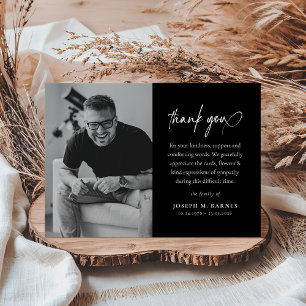Elegant Script Photo Funeral  Thank You Card