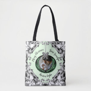 Elegant Script Photo Gifts Christmas Ornaments Tote Bag