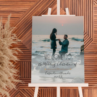 Elegant Script Photo Gold Welcome to our Wedding Poster