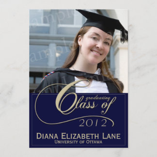 Elegant Script Photo Grad Invitation - Blue