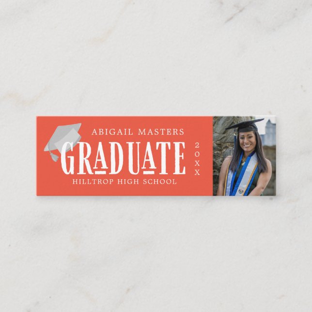 elegant script photo graduate name card (Front)