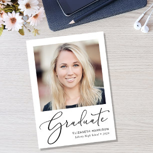 Elegant Script Photo Graduation Announcement