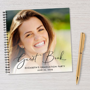 Elegant Script Photo Graduation Party Guest Book