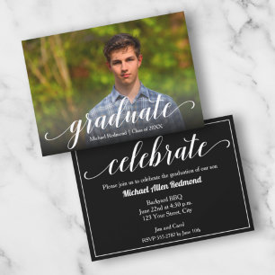 Elegant Script Photo Graduation Party Invitation