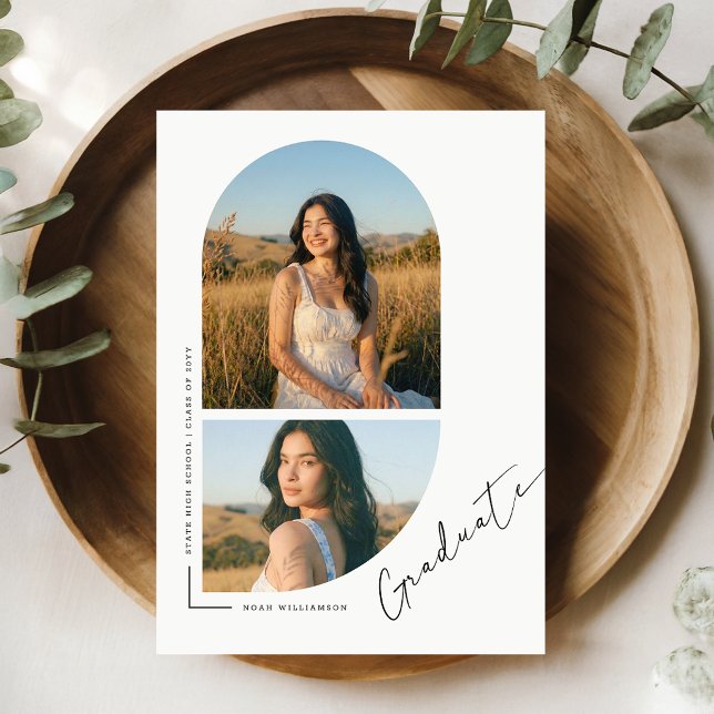 Elegant Script Photo Graduation Party Invitation Postcard (Creator Uploaded)