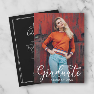 Elegant Script Photo Graduation Party Invitations
