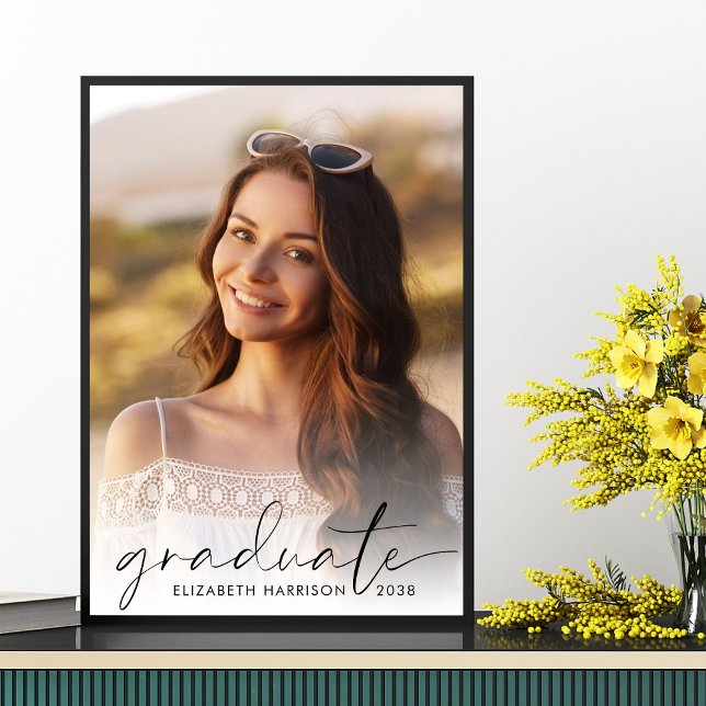 Elegant Script Photo Graduation Party Poster (Creator Uploaded)
