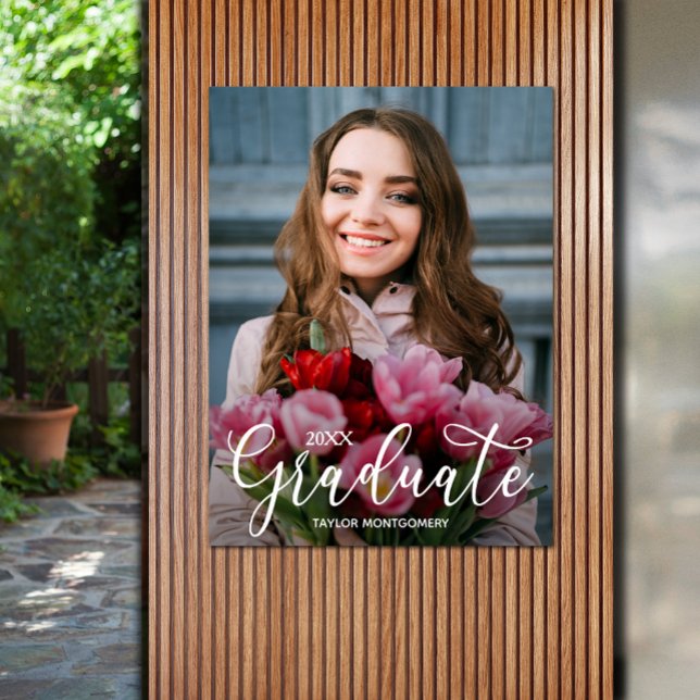 Elegant Script Photo Graduation Party Poster (Elegant Script Photo Graduation Party Poster - PRINTED and/or INSTANT DOWNLOAD)