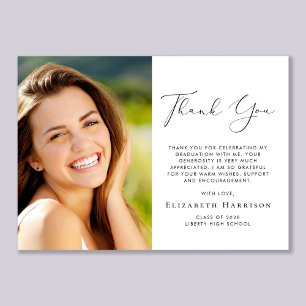 Elegant Script Photo Graduation Thank You Card