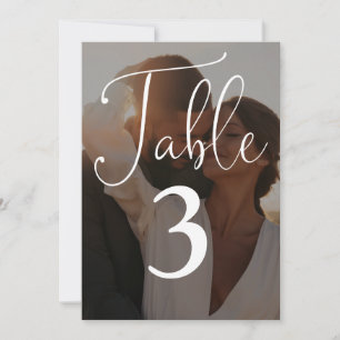 Elegant Script Photo Large Table Number