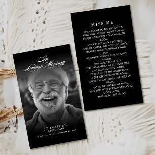 Elegant Script & Photo Loving Memory Prayer Card