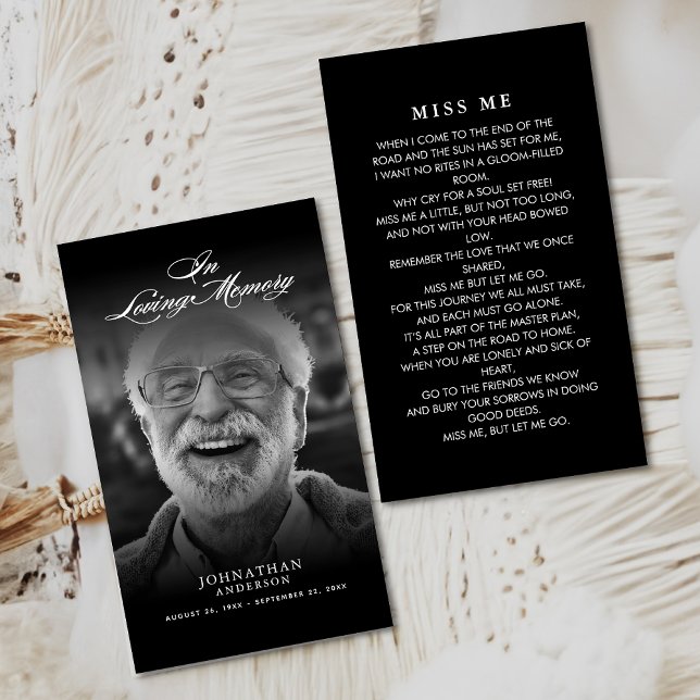 Elegant Script & Photo Loving Memory Prayer Card (Creator Uploaded)