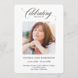Elegant Script Photo Memorial Order Of Service Program