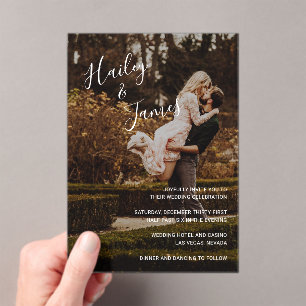 Elegant Script Photo Modern Wedding Acrylic Invitations
