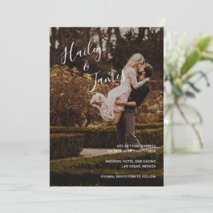 Elegant Script Photo Modern Wedding Save The Date