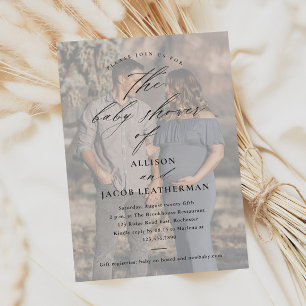 Elegant Script Photo Overlay Baby Shower Magnetic Invitation