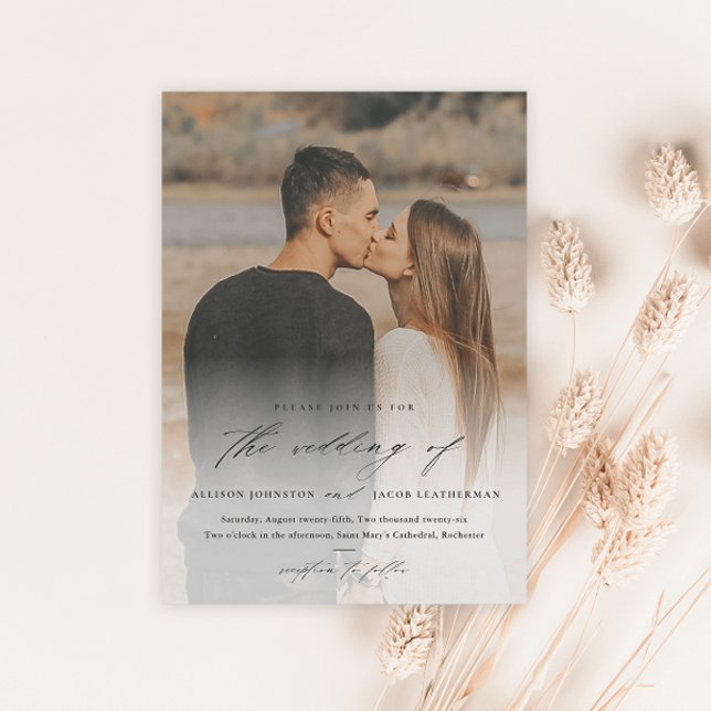 Elegant Script Photo Overlay Wedding Magnetic Invitation (Creator Uploaded)