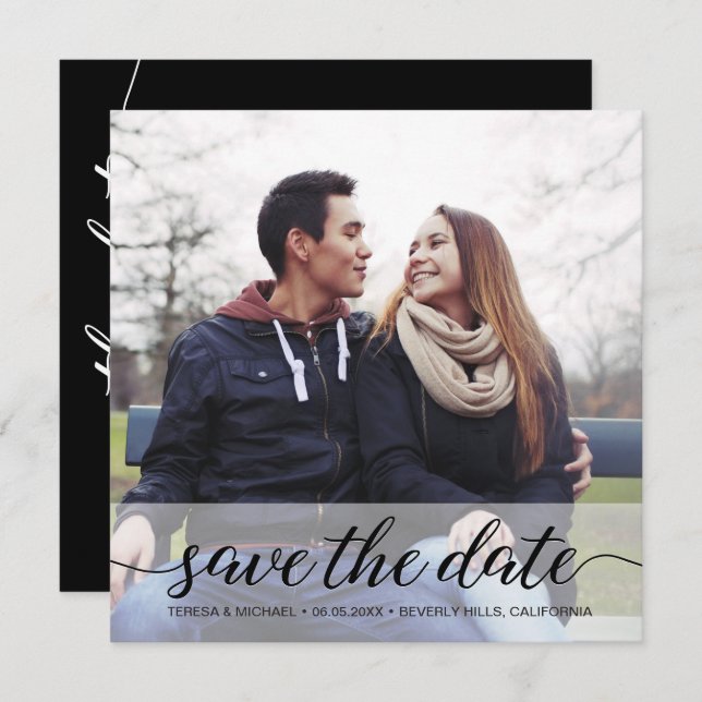 Elegant Script Photo QR code wedding website (Front/Back)