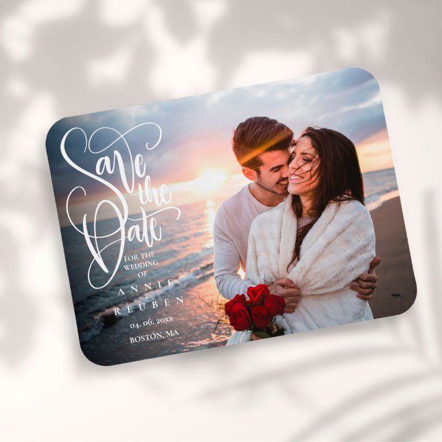 Elegant Script Photo Save the Date Magnet (Creator Uploaded)