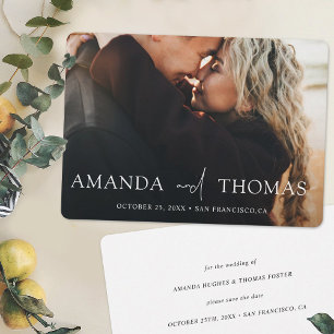 Elegant Script Photo Save the Date Wedding Card