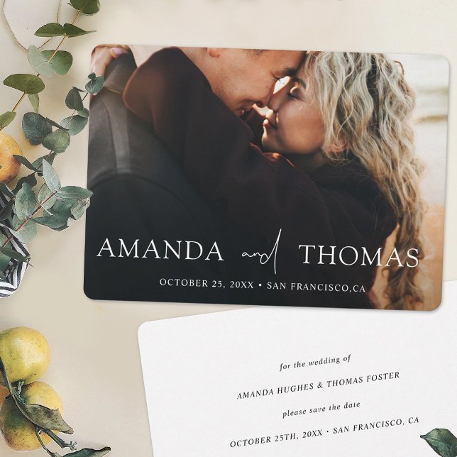 Elegant Script Photo Save the Date Wedding Card (Creator Uploaded)