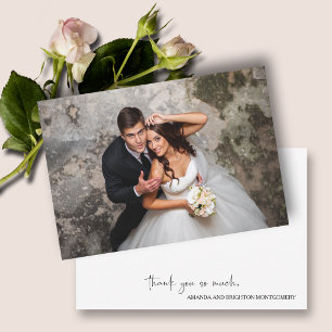 Elegant Script Photo Wedding Flat Card