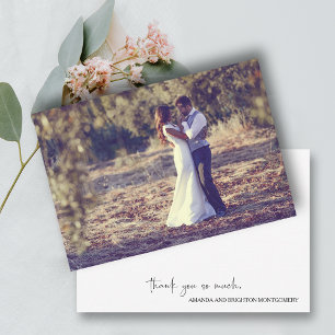 Elegant Script Photo Wedding Flat Card