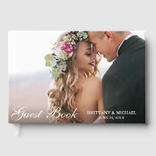 Elegant Script Photo Wedding Guest Book