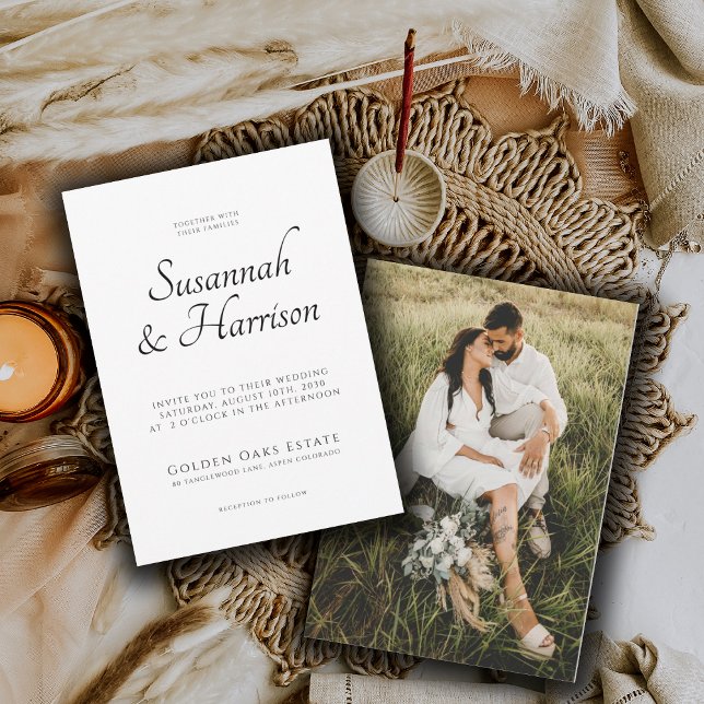 Elegant Script Photo Wedding  Invitation (Creator Uploaded)