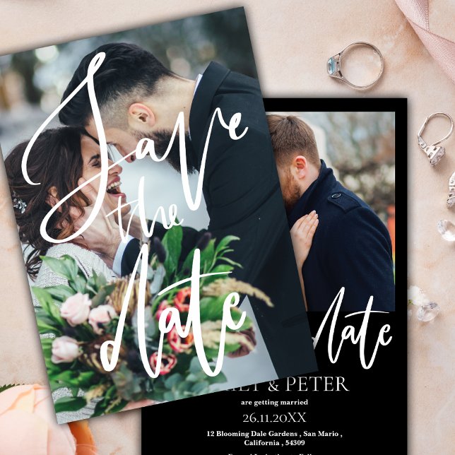 Elegant Script Photo Wedding Save the Date  (Elegant Photo Script Wedding Save the Date Invitation)