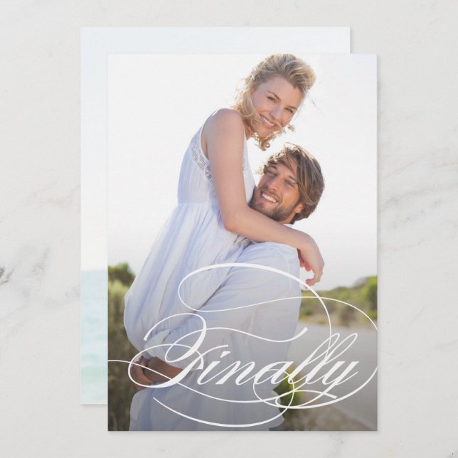 Elegant Script Photo Wedding Save The Date (Front/Back)