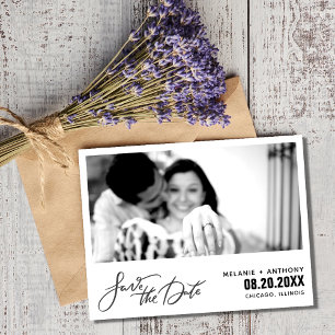 Elegant Script Photo Wedding Save the Date Announcement Postcard