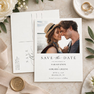 Elegant Script Photo Wedding Save The Date Announcement Postcard