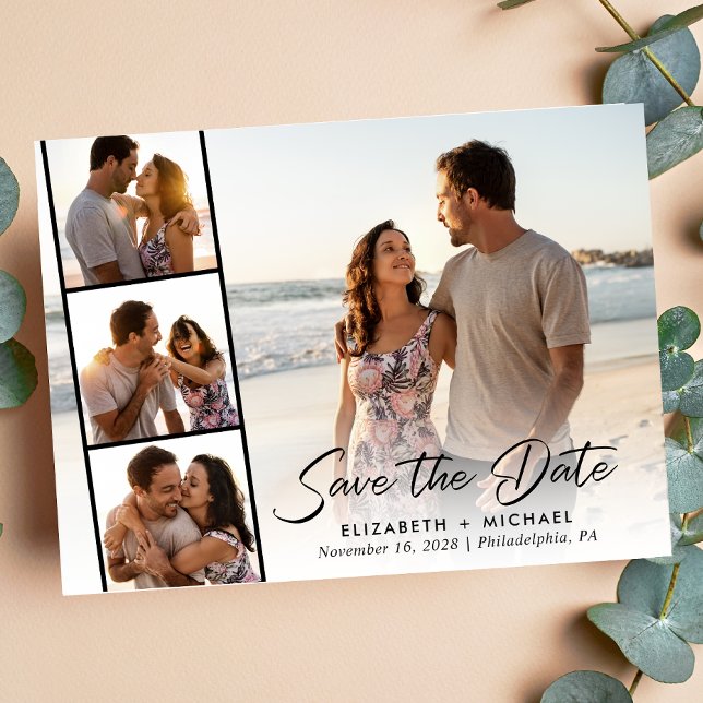Elegant Script Photo Wedding Save the Date Announcement Postcard (Creator Uploaded)
