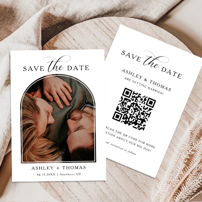 Elegant Script Photo Wedding Save the Date Card (Creator Uploaded)