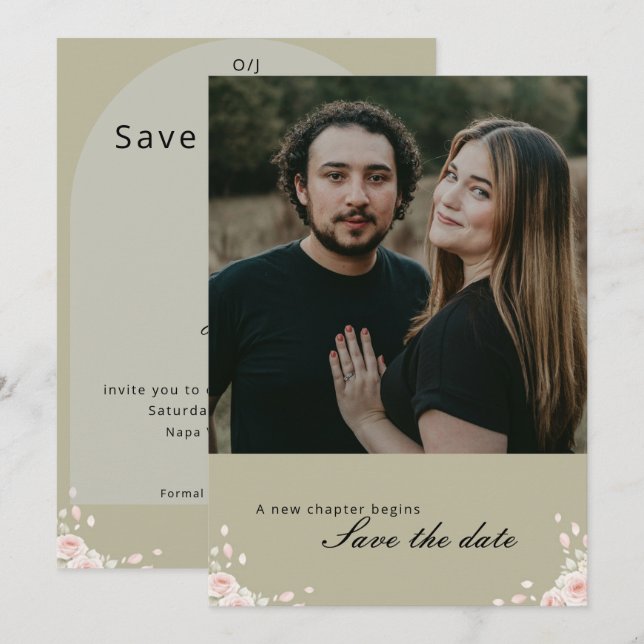 Elegant Script Photo Wedding Save the Date Invite  (Front/Back)