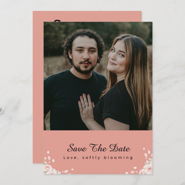 Elegant Script Photo Wedding Save the Date Invite  (Front/Back)