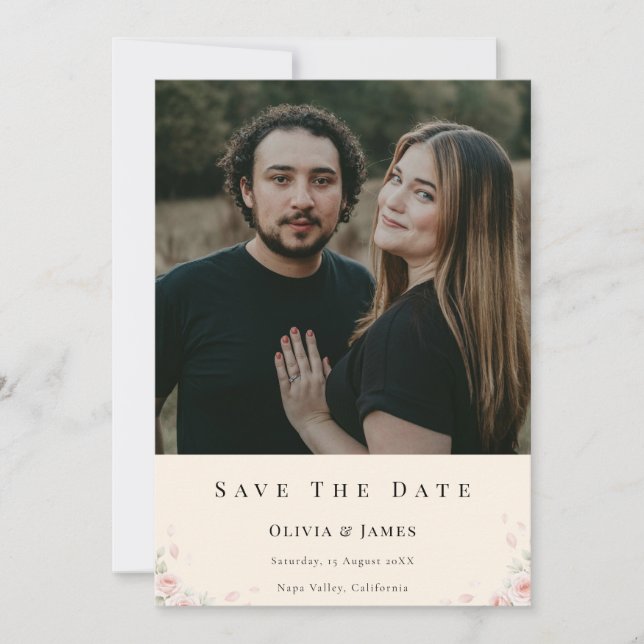 Elegant Script Photo Wedding Save the Date Invite  (Front)