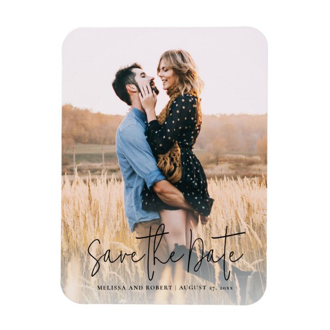Elegant Script Photo Wedding Save the Date Magnet (Vertical)