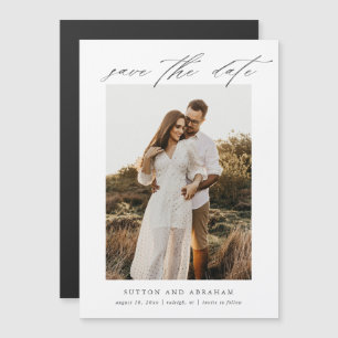 Elegant Script Photo Wedding Save The Date Magnetic Invitation
