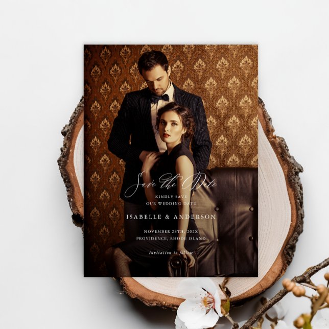 Elegant Script Photo Wedding Save the Date Postcard (Creator Uploaded)