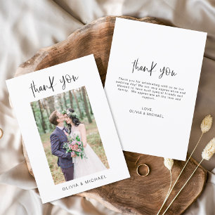 Elegant Script Photo Wedding Thank You Card