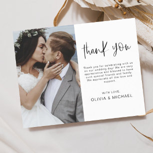 Elegant Script Photo Wedding Thank You Card