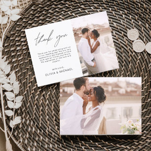 Elegant Script Photo Wedding Thank You Card