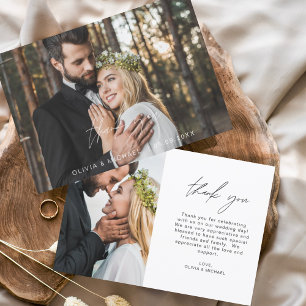 Elegant Script Photo Wedding Thank You Card