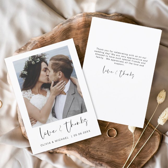 Elegant Script Photo Wedding Thank You Card (Creator Uploaded)