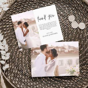 Elegant Script Photo Wedding Thank You Card