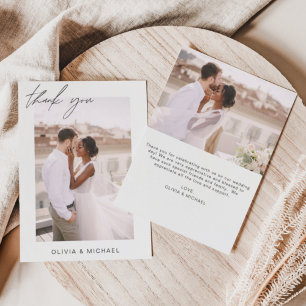 Elegant Script Photo Wedding Thank You Card