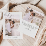 Elegant Script Photo Wedding Thank You Card<br><div class="desc">Express your heartfelt gratitude in timeless style with this Elegant Script Photo Wedding Thank You Card. Featuring refined calligraphy, a full photo layout, and minimalistic design elements, this card is the perfect way to thank your guests while showcasing a cherished moment from your big day. Ideal for modern, romantic, or...</div>