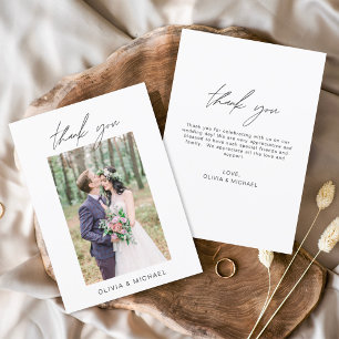 Elegant Script Photo Wedding Thank You Card